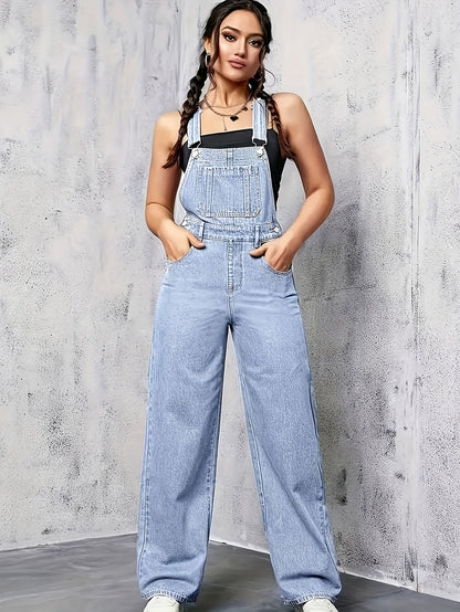Dam Overall Bred Ben Denim Komfortabel Avslappnad Stil-1