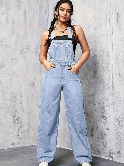 Dam Overall Bred Ben Denim Komfortabel Avslappnad Stil-1
