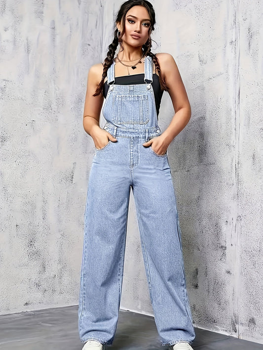 Dam Overall Bred Ben Denim Komfortabel Avslappnad Stil-1