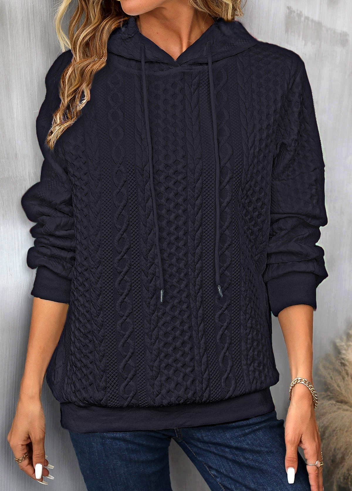 Dam Tröja med Huva Justerbara Sladdar Mjuk Andningsbar Material 11