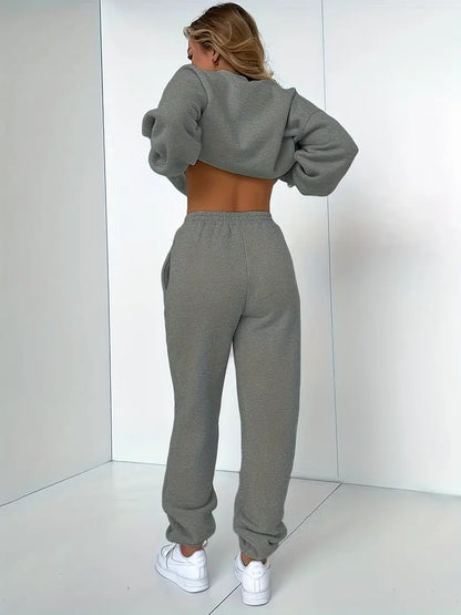 Kvinnors Joggingdräkt Mjuk Casual Tröja och Byxor Elastisk Blend-2