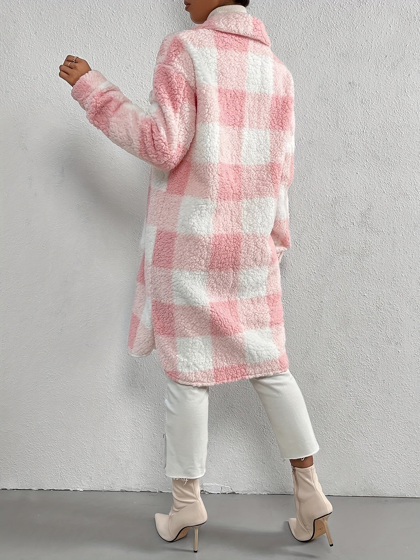 Damjacka Sherpa Trendig Design Mjuk Varm Fleece-5