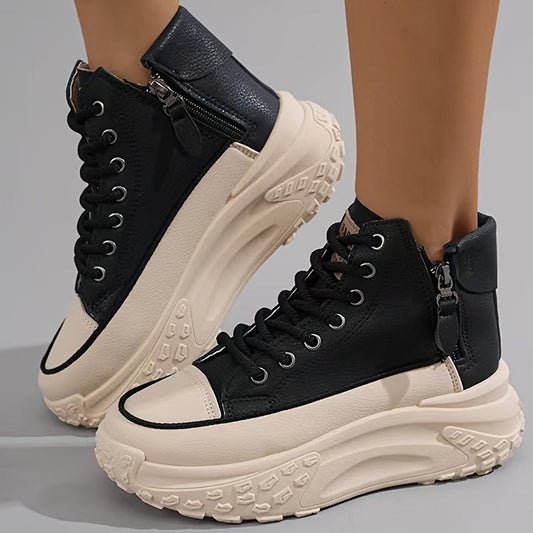 Dam Sneakers Ankelhöga Plattform Textil Casual-1