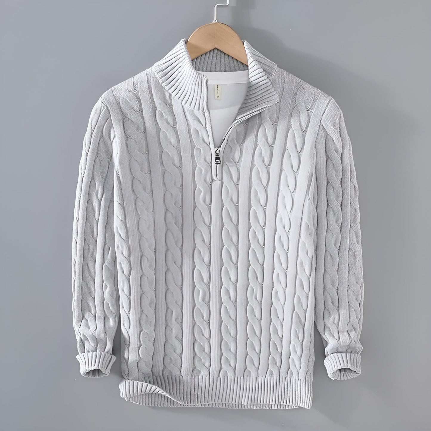 Herr Zip Tröja Flätad Design för Kallt Väder 4