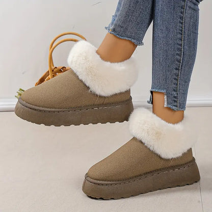 Vinterstövlar Dam Fodrade Vattentåliga med Icke-Glidande Sula-4