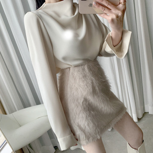 Dam Skjorta Oregelbunden Långärmad Polyester 1