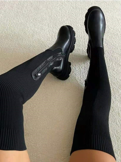 Variant image for Dam Stövlar Överknä Läder Ergonomisk Design-10