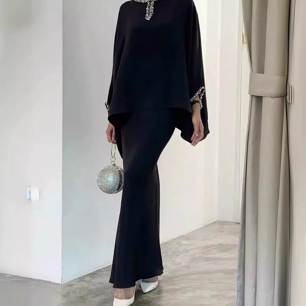 Dam Klänning Lång Ärmar Modal Elegant Knäslängd-3