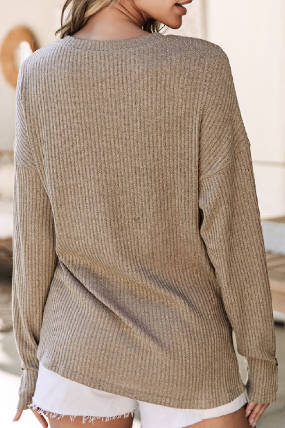 Dam Tröja Rund Nacke med Knappar i Mjukt Material – Traditionell Passform, Flera Färger, Utmärkt Komfort 4