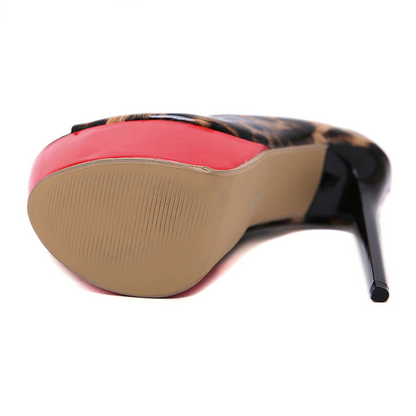 Dam Sandaler Peeptoe Klassisk Läder Hög Klack 5