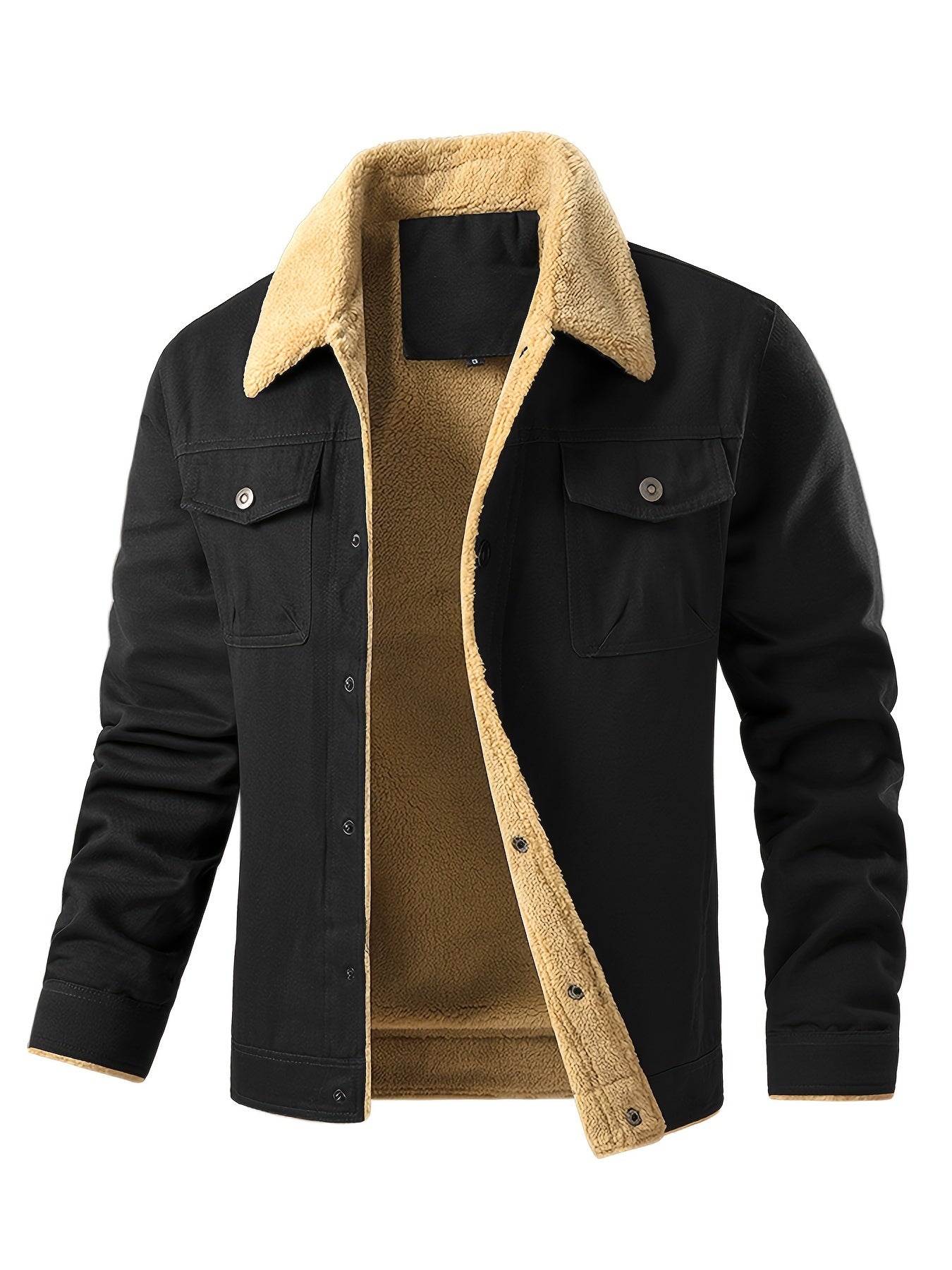 Variant image for Herrjacka Vinter Vintage-stil Robust Tyg med Fällbar Krage och Panfickor-6