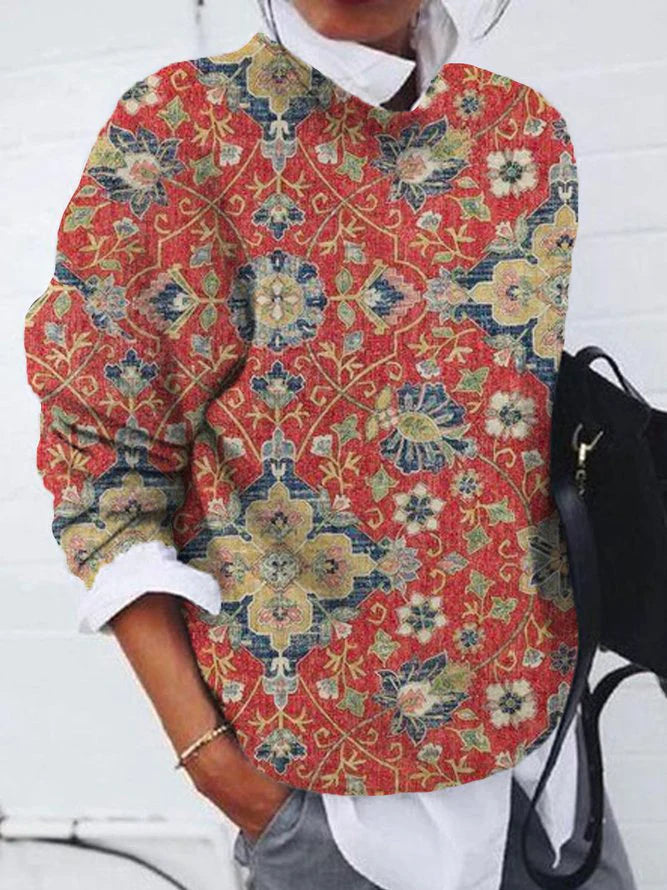 Stickad Dam Tröja med Vintage Design i Högkvalitativt Tyg – Bekväm och Elegant Passform för Vardags och Fest 2