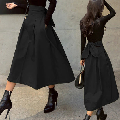 Dam Lång Kjol Elegant Andningsbart Tyg Golvlång Stil-2