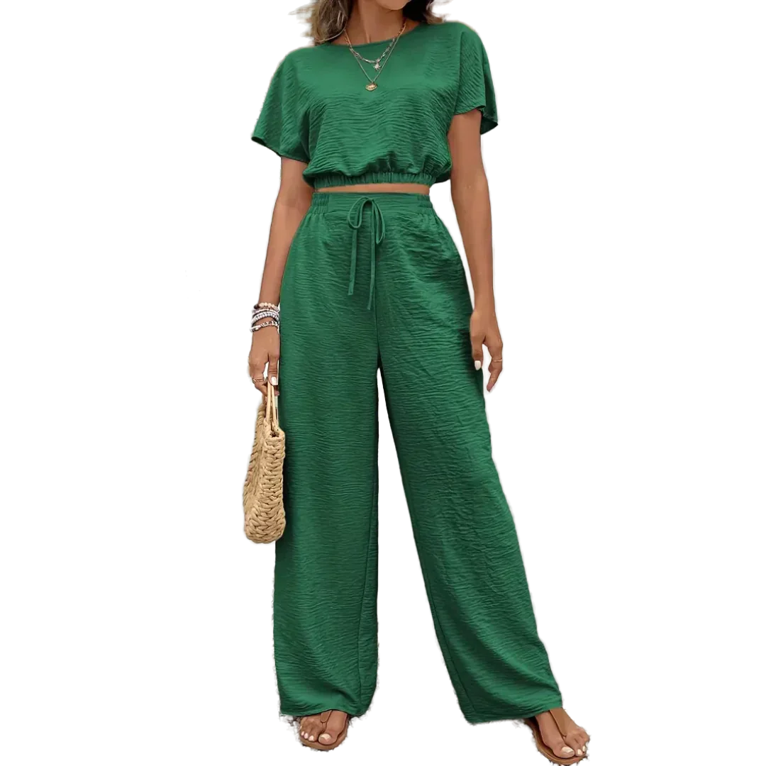 Dam Outfit Set Avslappnad Polyester Elastisk Midja-6