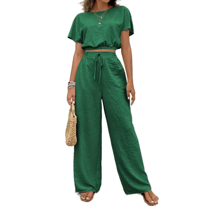 Dam Outfit Set Avslappnad Polyester Elastisk Midja-6