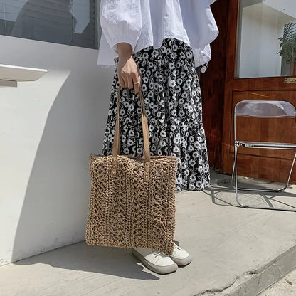 Dam Strandväska Vävd Polyester för Strand och Sommaraktiviteter-4