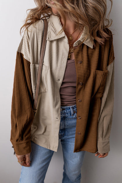 Dam Shacket Corduroy Knappdesign med Bröstfickor 4