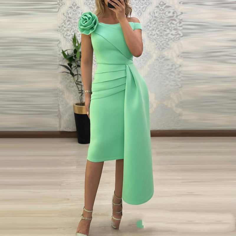 Kvinnors Klänning Elegant Polyester Långa Ärmar Mittlång-1