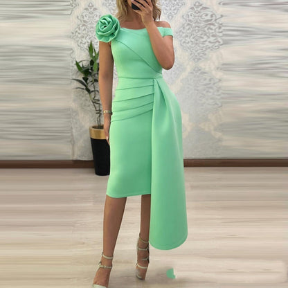 Kvinnors Klänning Elegant Polyester Långa Ärmar Mittlång-1