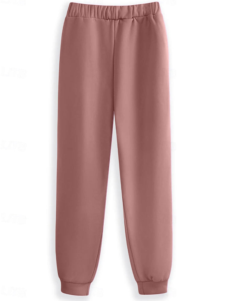 Kvinnors Urban Byxor i Mjuk Polyesterblandning med Värmande Foder och Justerbara Tågremmar – Perfekta för Kalla Dagar 2