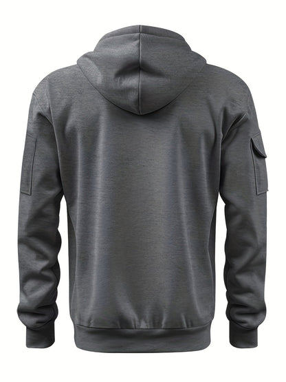 Herrar Hoodie Fleecefodrad Gatastil med Blixtlås-3