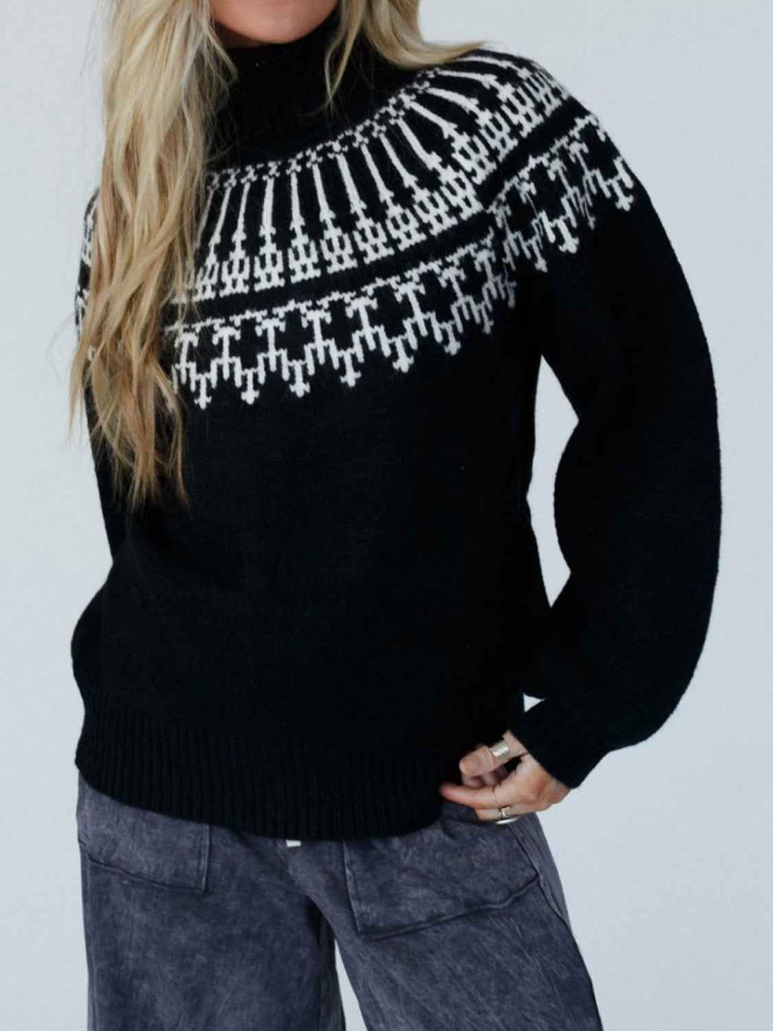 Lång Hoodie Dam Turtleneck Mjuk Andningsbar Material-5