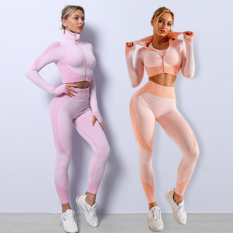 Dam Träningskläder 3-delad Set Mjuk Elastisk Tyg för Yoga och Gym-3
