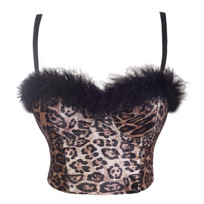 Dam Bustier med Fjädrar i Bomullsblandning-6