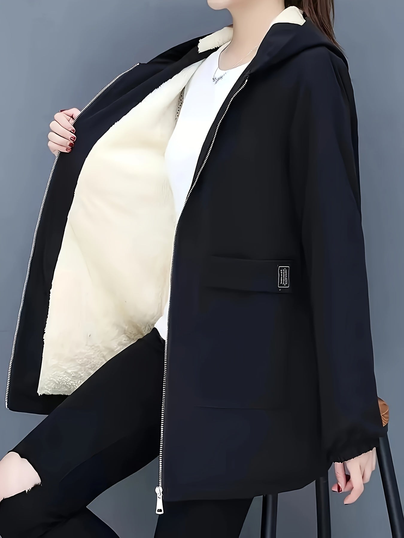 Variant image for Kvinnors Kort Fleecejacka Modern Design Vinter-5