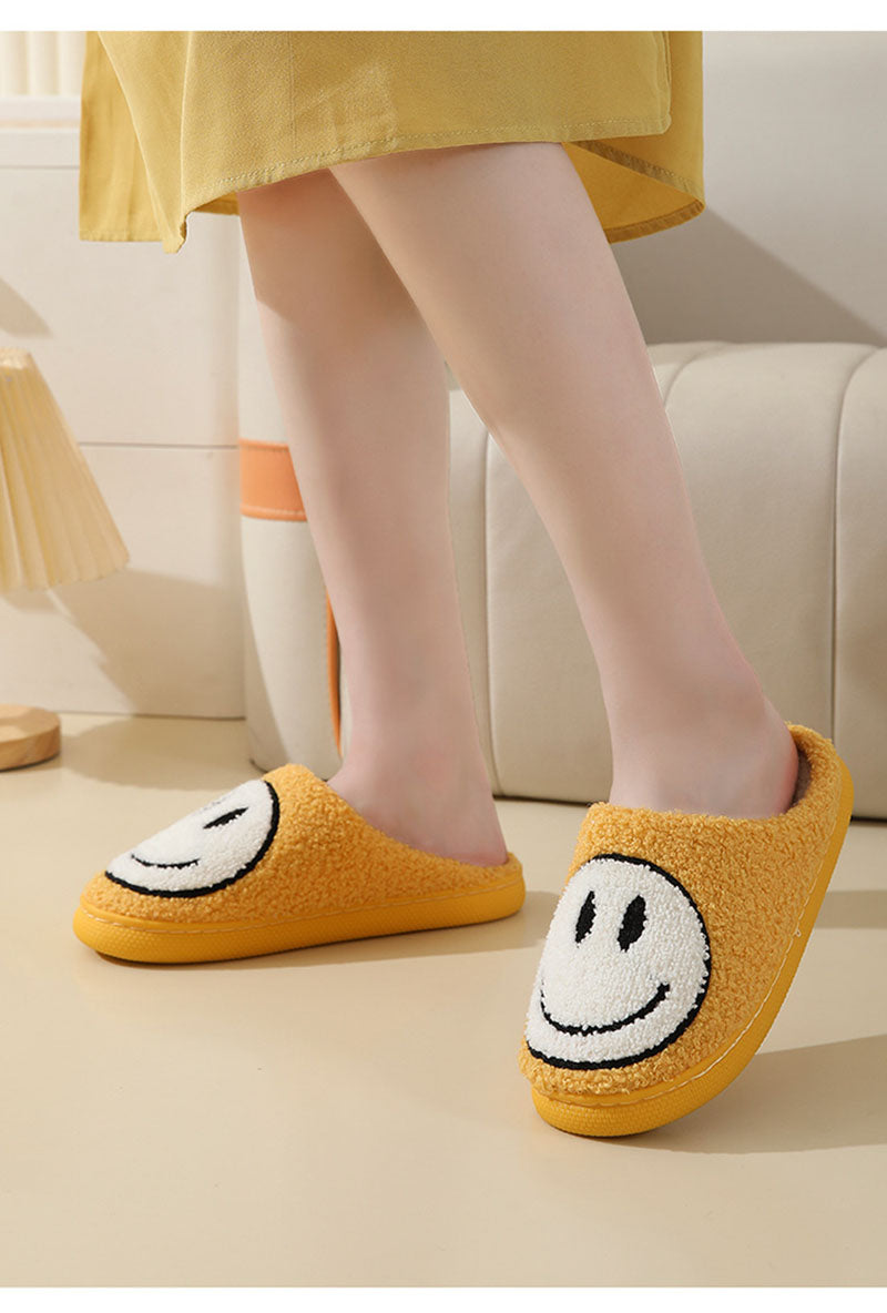 Herrtofflor Plyschfleece Med Smiley Mönster och Vadderad Sula-3