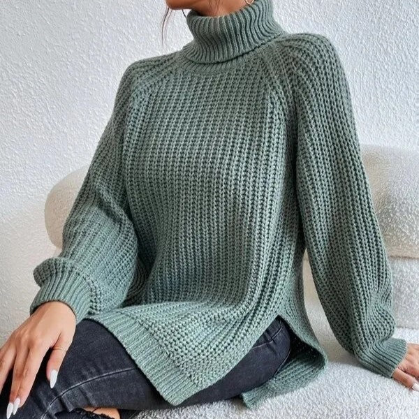 Dam Turtleneck Topp Figur-Kramande Andningsbart Material-2