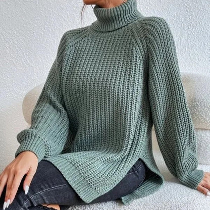 Dam Turtleneck Topp Figur-Kramande Andningsbart Material-2