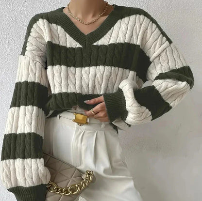 Lindex Stickad Dam Tröja Lös Axel Mjukt Material-6