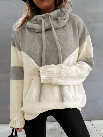 Variant image for Dam Färgblock Hoodie Justerbar Huva Hållbart Tyg-1