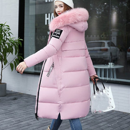 Lång Vinterjacka Dam Vattentålig med Päls Krage-1