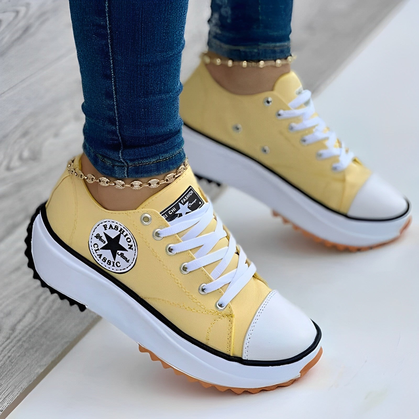 Dam Sneakers Rundtå Lättvikt Syntetmaterial-4