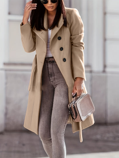 Kvinnor Trench Coat Klassisk Ull-3