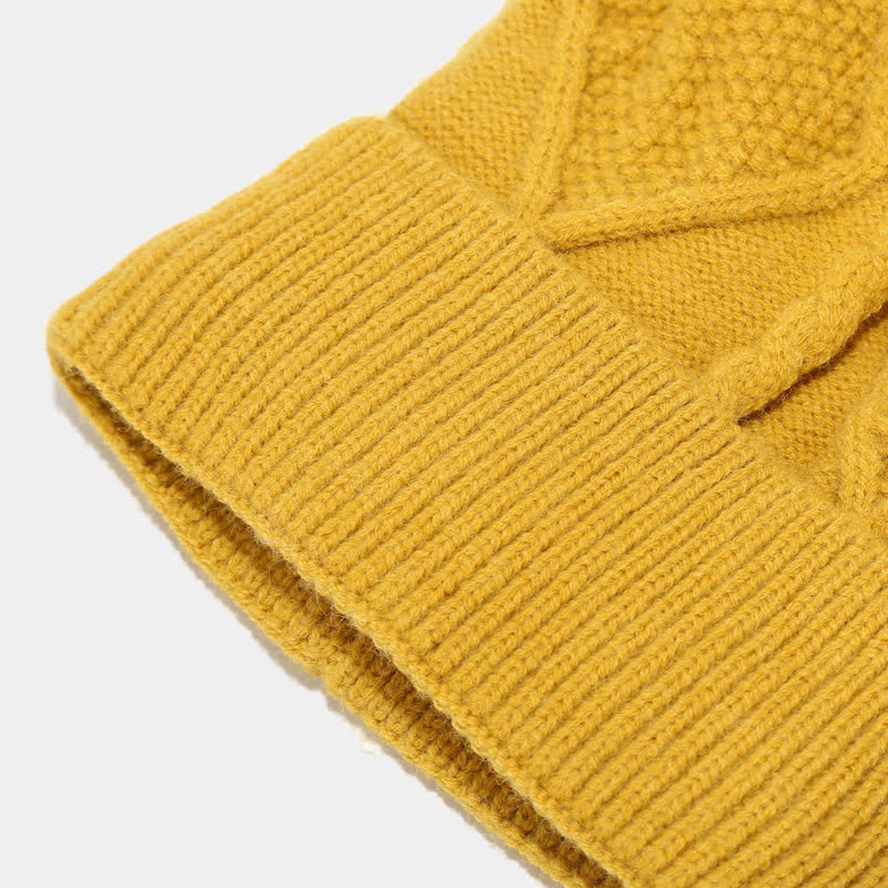 Kvinnors Stickat Tillbehörsset Hatt Halsduk Handskar Mjukt Material-5