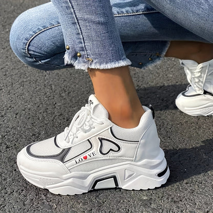 Dam Sneakers Hjärtmönster Platånsula Textil Syntet-5