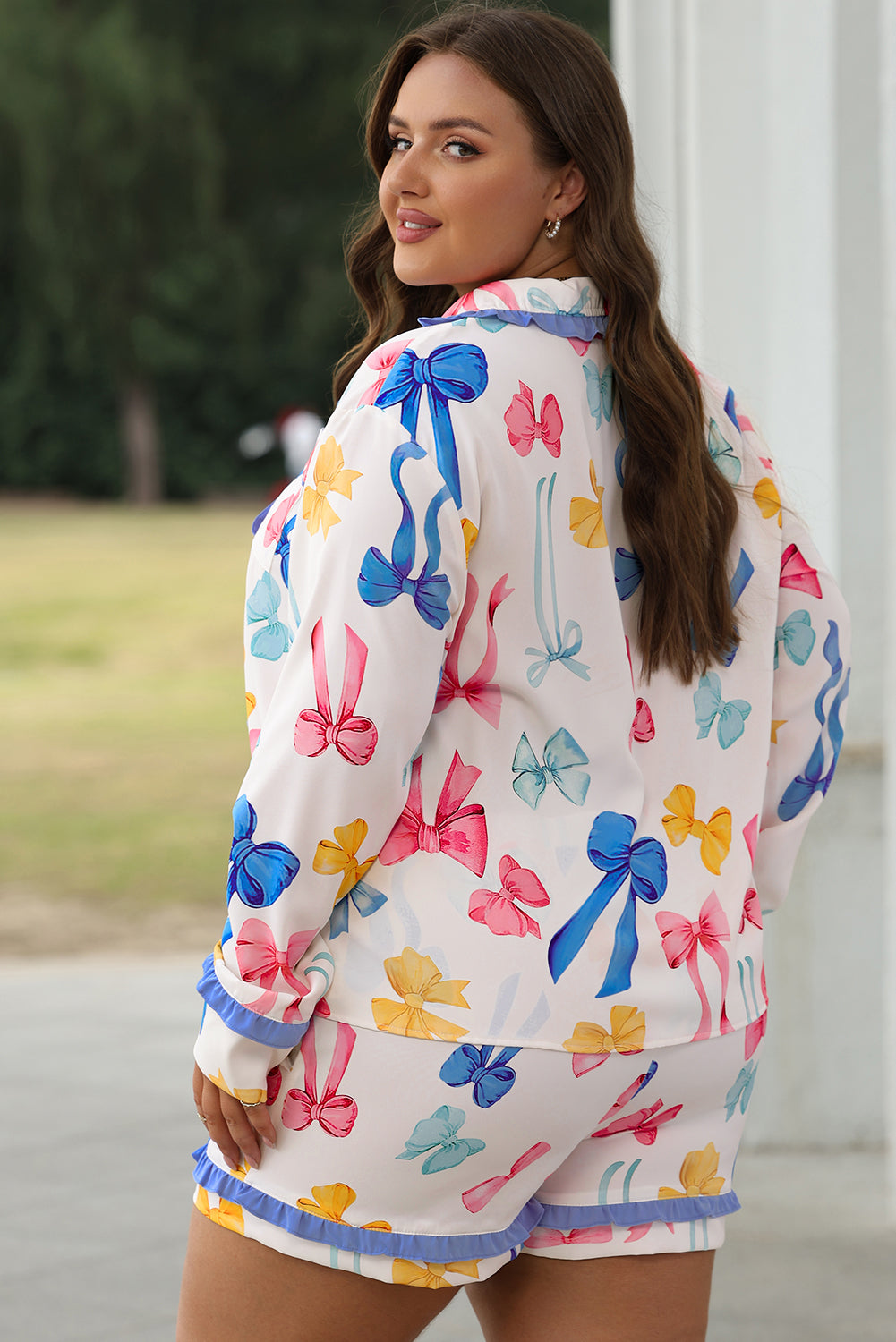 Kvinnors Pyjamasuppsättning Slingmönster Lätt Material-3