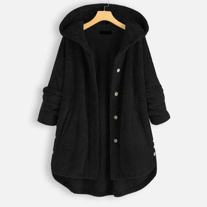 Dam Vändbar Fleecejacka med Huva Mjuk och Bekväm Fleece 6