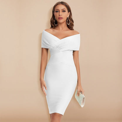 Kvinna Klänning V-ringning Polyester Elegant 12