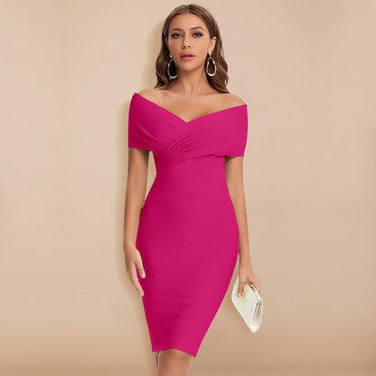 Kvinna Klänning V-ringning Polyester Elegant 11