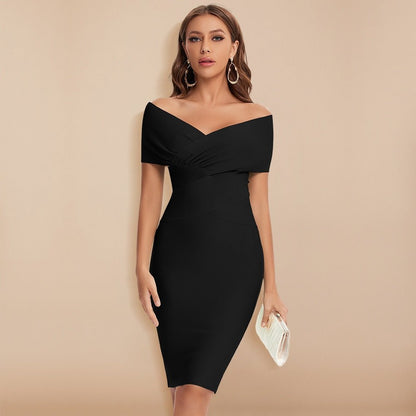 Kvinna Klänning V-ringning Polyester Elegant 7