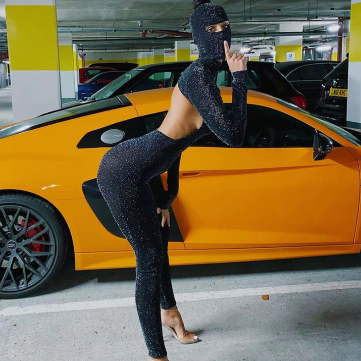 Dam Jumpsuit Hög Krage Tight Passform Polyester Spandex-4