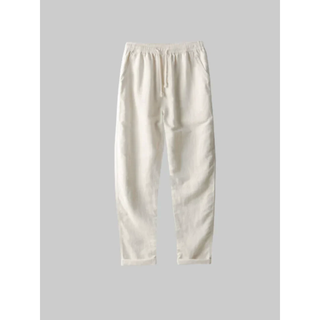 Dams Linne Outfit Set Avslappnad Skjorta och Byxor Linne/Bomull-3