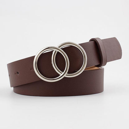 Kvinnors Läderbälte O-ringspänne PU-Läder 105 cm 17