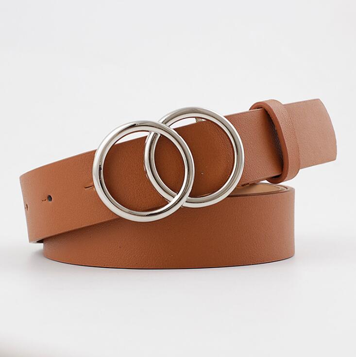 Kvinnors Läderbälte O-ringspänne PU-Läder 105 cm 15