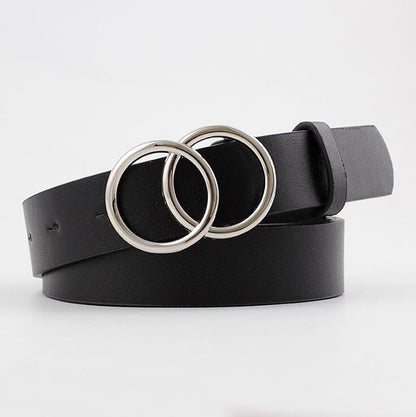 Kvinnors Läderbälte O-ringspänne PU-Läder 105 cm 14