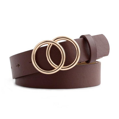 Kvinnors Läderbälte O-ringspänne PU-Läder 105 cm 20
